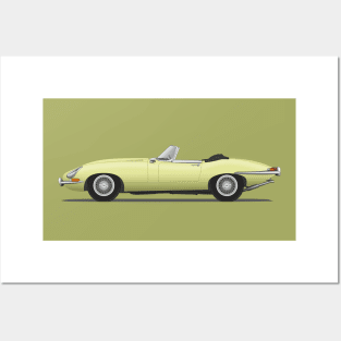 Jaguar E Type Roadster Primrose Posters and Art